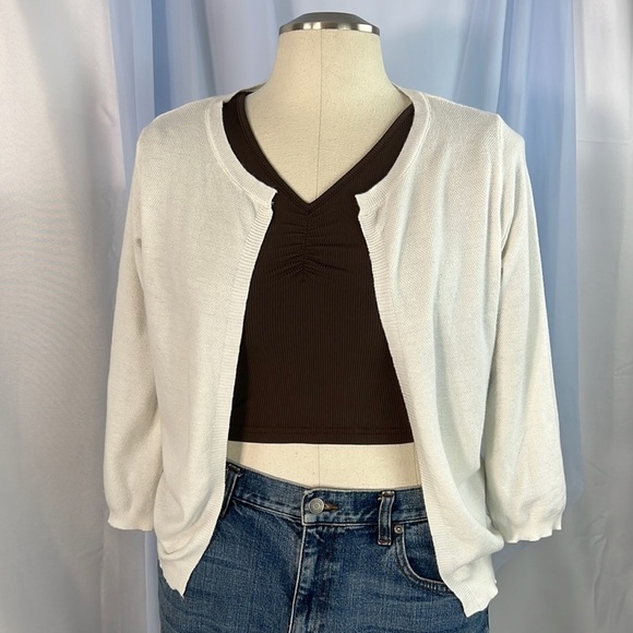 Kancy Kole ivory open front long sleeve super soft cardigan medium - Picture 1 of 12